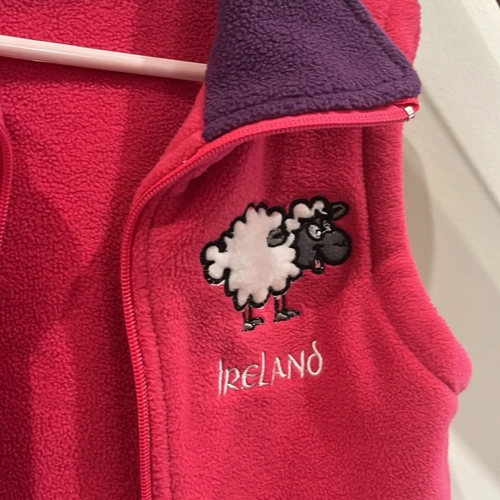 Irish Farmyard Friends Double Layer Fleece Vest, Size 6 girls